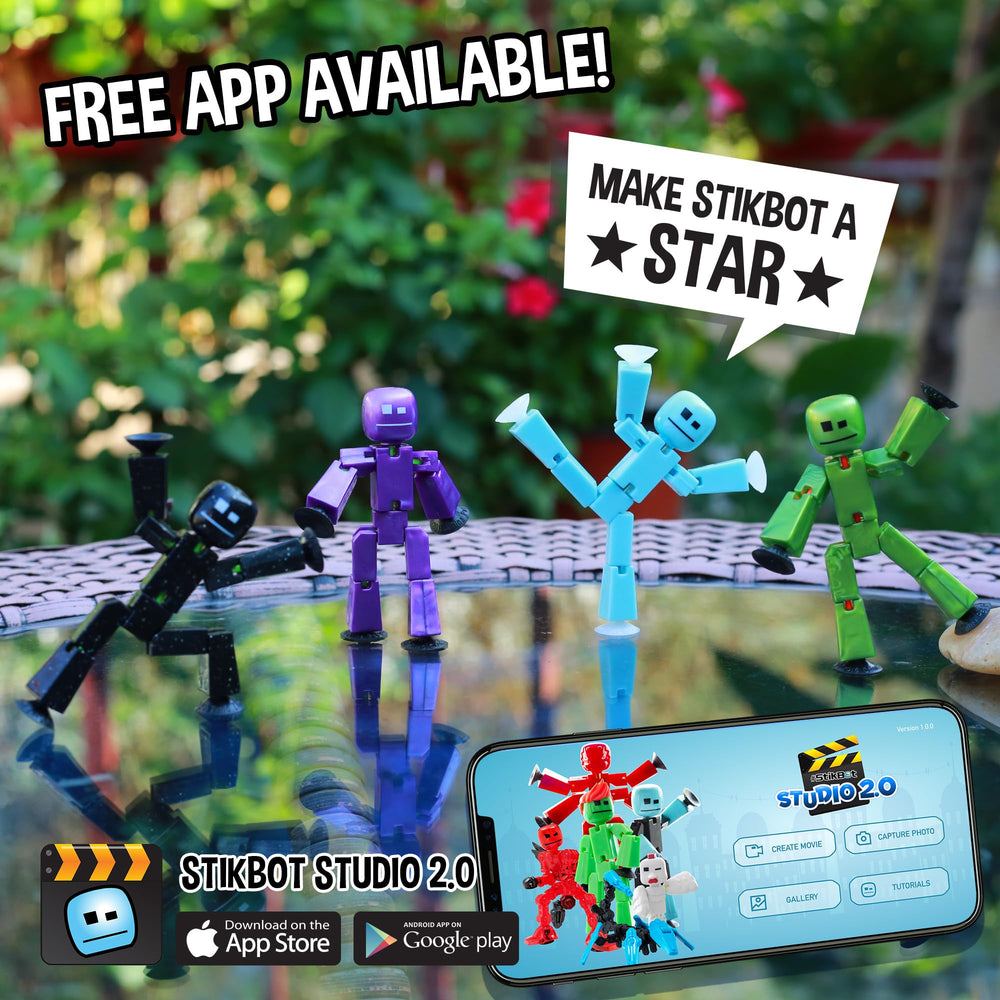 Zing StikBot Ice Blue collectible pack ready for display