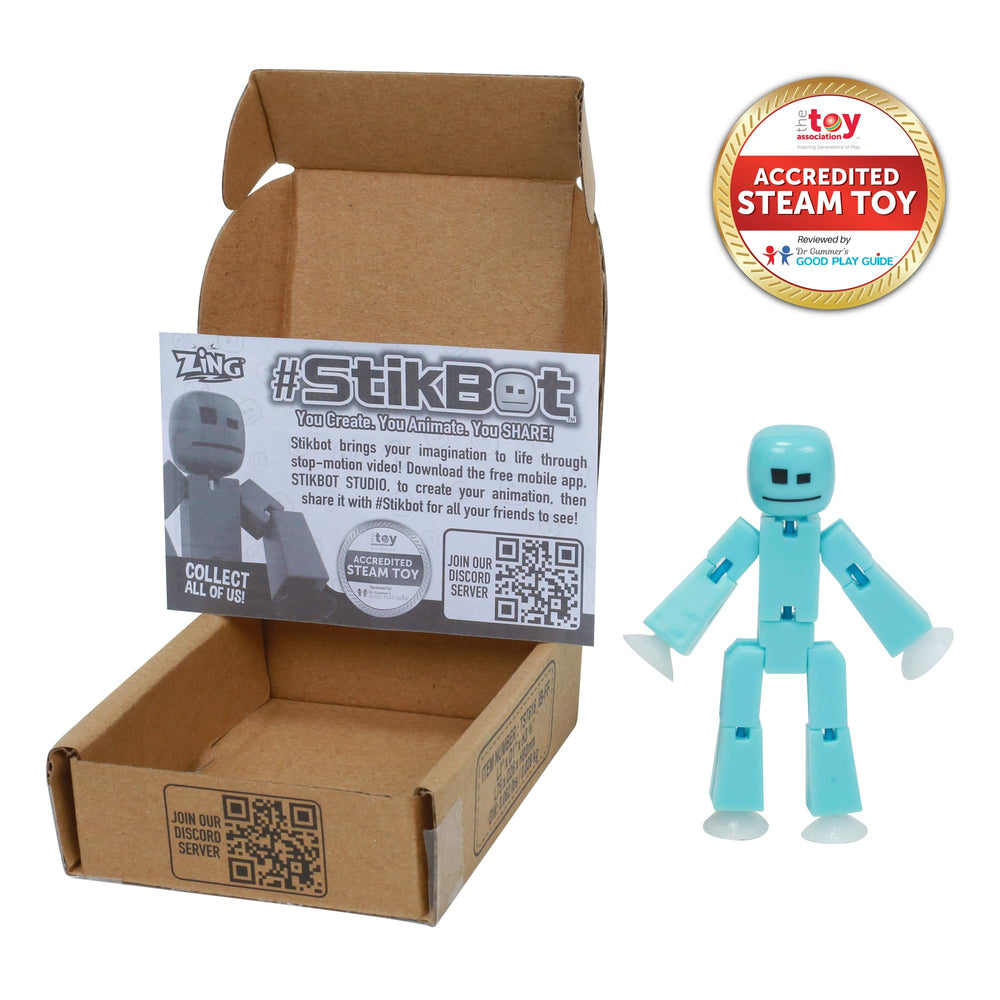 Zing StikBot Ice Blue suction feet gripping smooth surface
