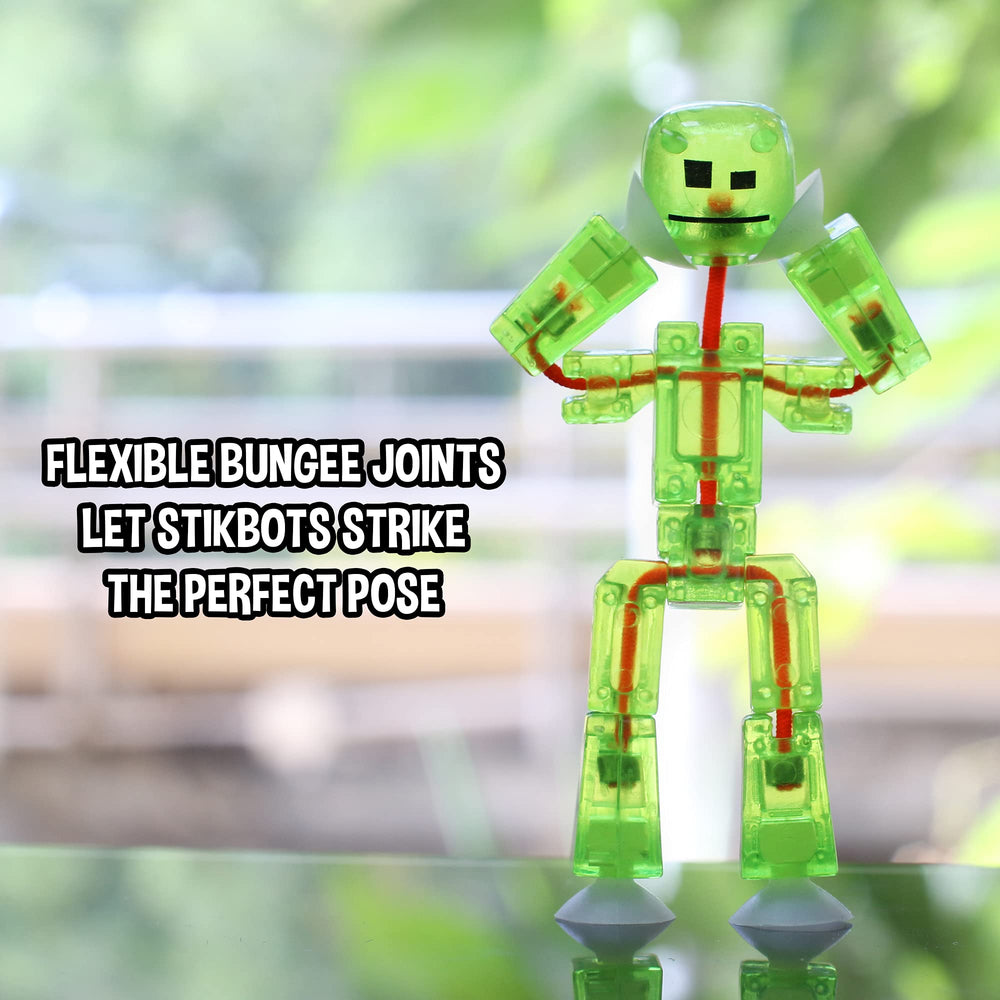 Zing Stikbots sparkle pink figure adds eye-catching charisma for stories.