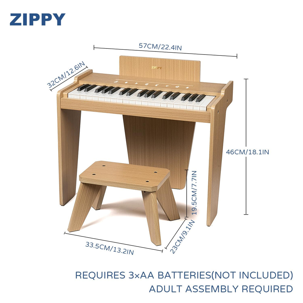 Built-in songs on ZIPPY Kids Piano for guided play and rhythm practice