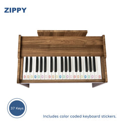 ZIPPY Kids Piano includes color-illustrated songbook and keyboard stickers for immersive learning.