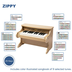ZIPPY wooden toy piano packaged as a delightful gift.