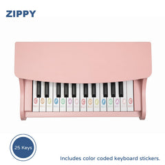 ZIPPY keyboard-stickers in color-coded aid learning and play.