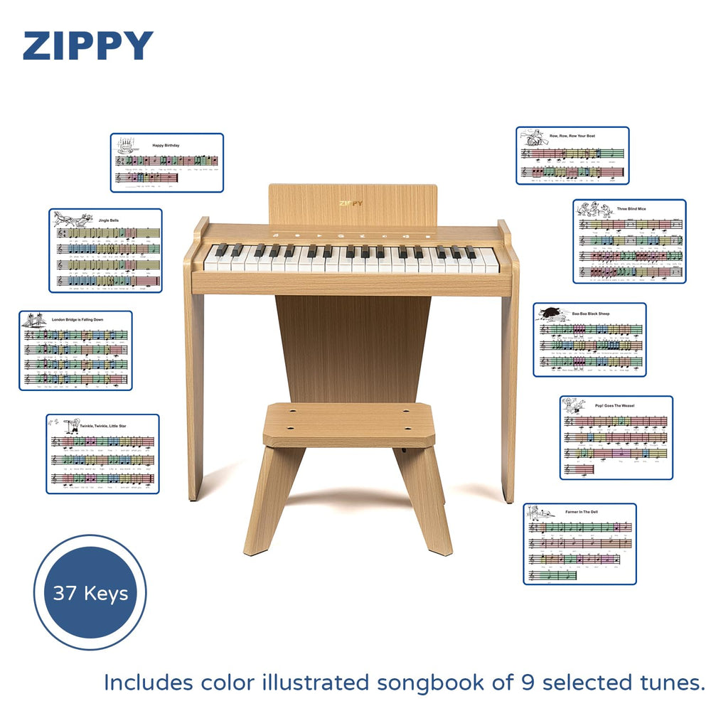 Volume control on ZIPPY Kids Piano supports comfortable listening levels