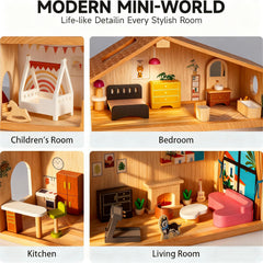 ZippyZebra doll house living area encourages storytelling and cooperative play among siblings