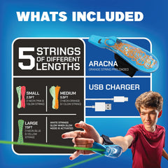 ZipString Aracna glow-in-the-dark strings light up nighttime battles.