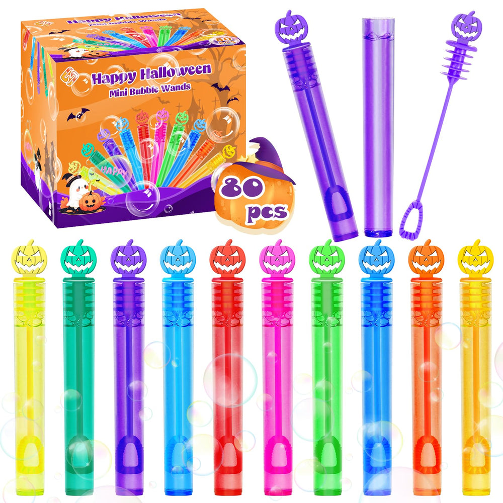ZIRSENG Halloween bubble wand with pumpkin handle for safe, kid-friendly party fun.