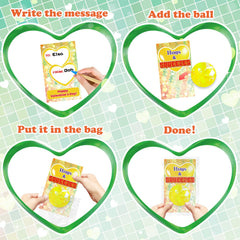 Cards and balls with 28 bags to support organized Valentine exchanges.