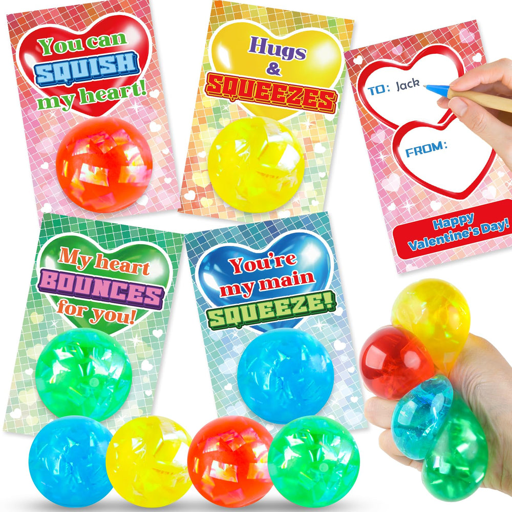ZIRSENG Valentines stress balls 24-pack with soft grip for classroom fun and focus.