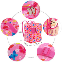 ZITA ELEMENT butterfly-pattern backpack close-up showing sturdy stitching for kids.