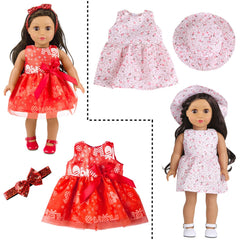 Dolls and shoes not included; outfits focus on versatile styling for 18-inch dolls