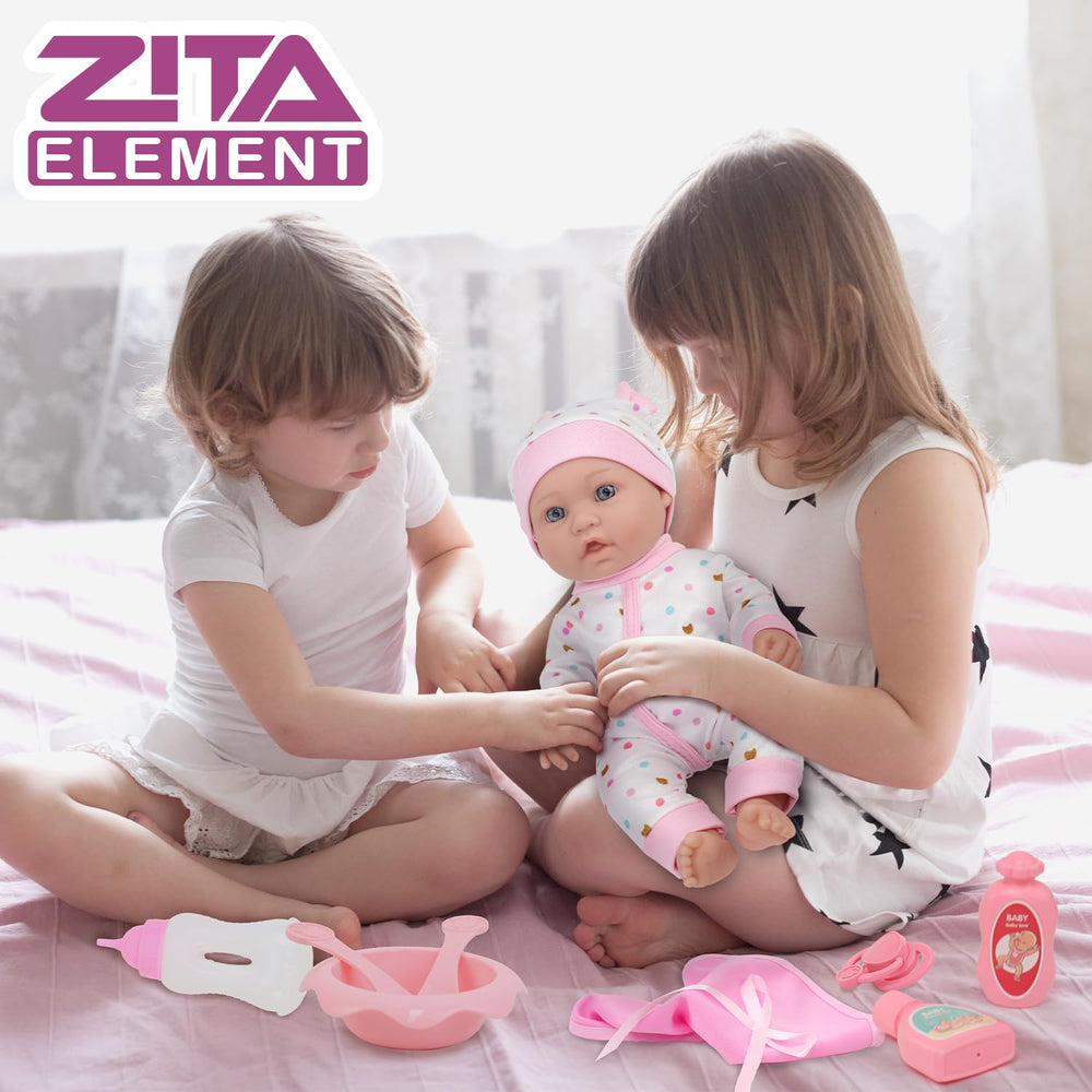 Zita Element plush pillow completing a cozy bedtime setup for the doll