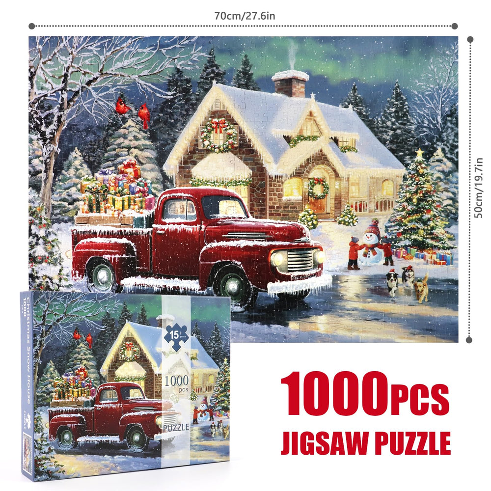 ZIZICG snowhouse-truck puzzle with witch castle poster guide.