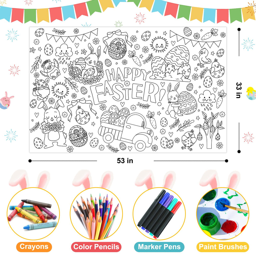 ZIZICG Easter tablecloth coloring poster serves as a mess-free craft mat.