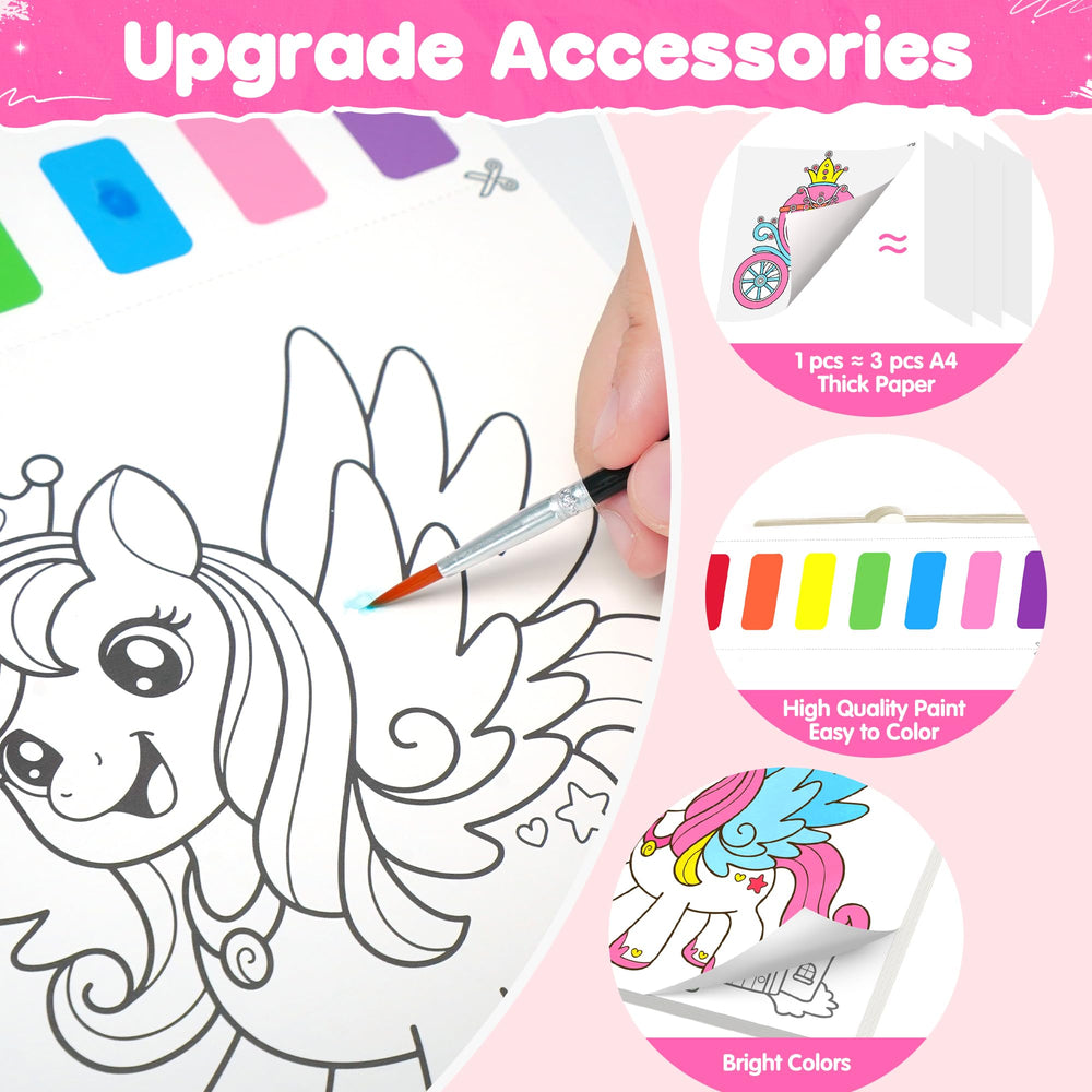 ZIZZ Paint with Water princess design 7 page with perforated keepsakes