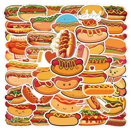 ZJJEJFST hot dog stickers on a laptop for vibrant personalization and durability.