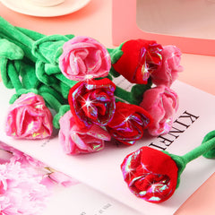 ZJoey plush rose bouquet in glitter pink, adds romantic color anywhere.