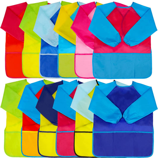 Zkptops 12-pack kids art smocks with waterproof long sleeves protect clothes