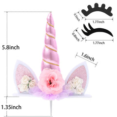 Zkptops unicorn topper eyelashes create vivid, whimsical facial features on cake.