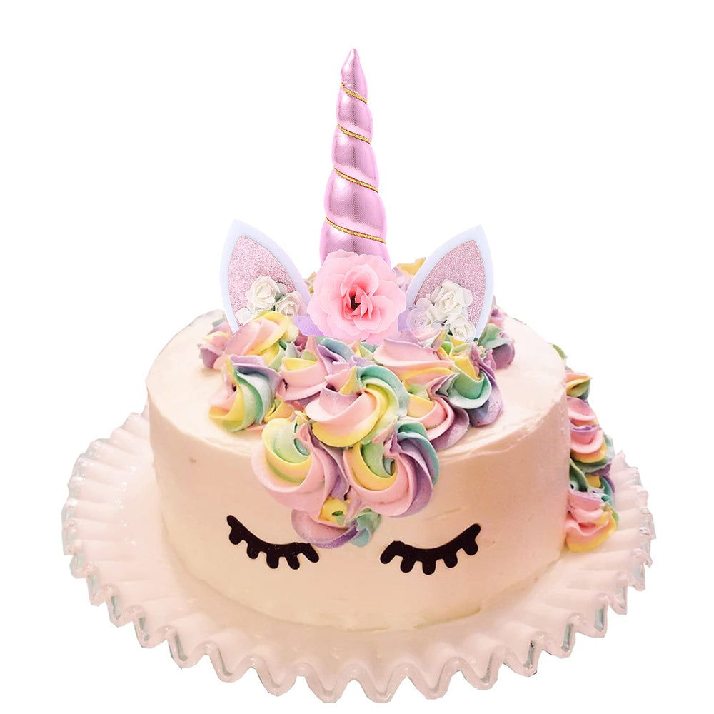 Zkptops unicorn cake topper plastic stake ensures safe, stable decoration on cake.