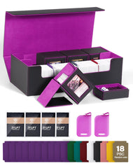 ZLCA MTG 5-in-1 storage box in black and violet keeps cards neatly organized for travel