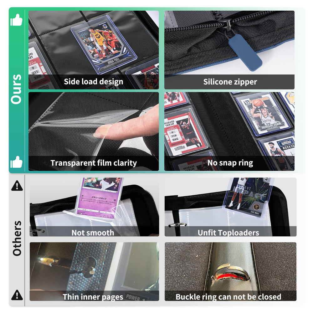 ZLCA blue binder includes 20 top loaders for secure card protection