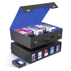 ZLCA 5-row trading card storage box with handle keeps 3900+ unsleeved cards organized