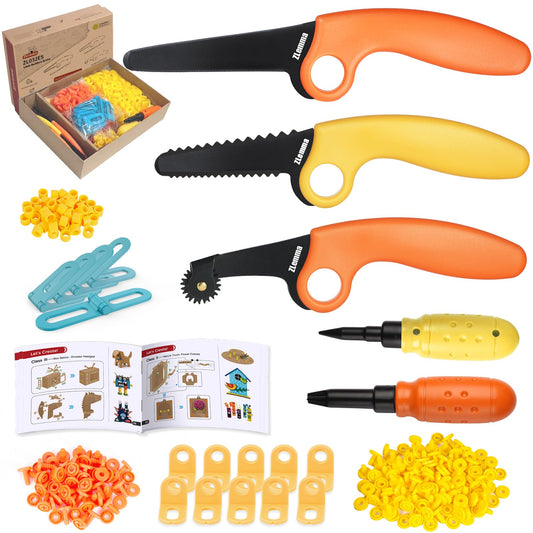 ZLemma 401pc Cardboard Construction Kit cutter enables safe, precise cuts for young builders.