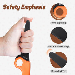 ZLemma tool with nonstick coating reduces glue adhesion for smoother cardboard cutting.