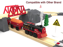 Z MAYABBO train set front lights illuminate the track.