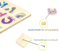 Sturdy wooden board and thick pieces endure daily toddler play.
