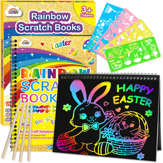 ZMLM Rainbow Scratch Notebook cover with vibrant colors, ideal for kids to start a fun art session.
