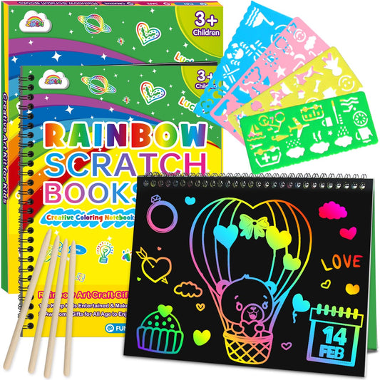 ZMLM Scratch Paper Art Set cover reveals vibrant rainbow colors for playful art.