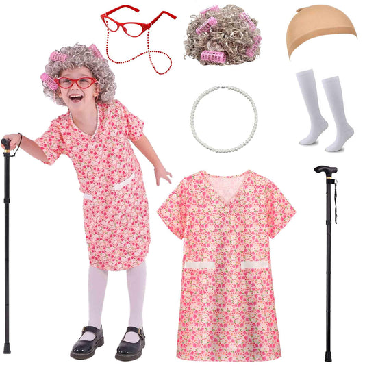 Znorso old lady wig for kids, comfortable and easy to wear for classroom events.