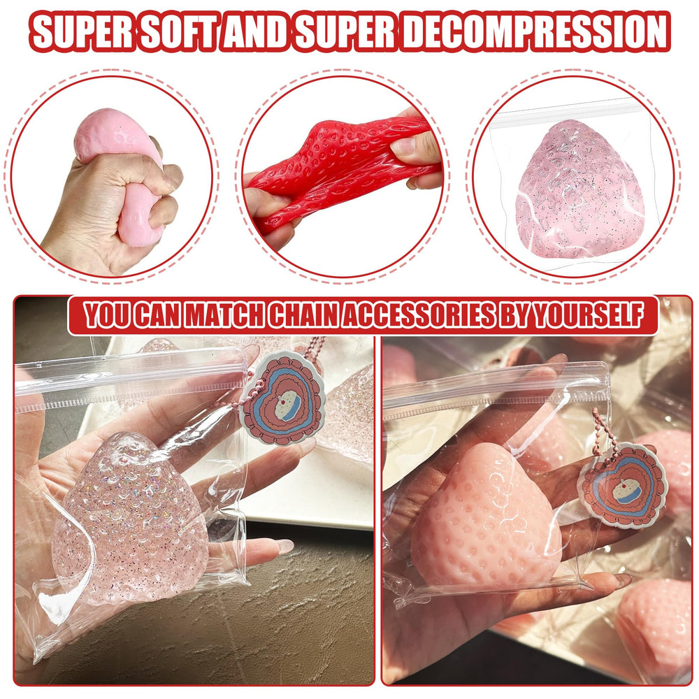 Zoacrn strawberry squishies color options red pink transparent suit moods