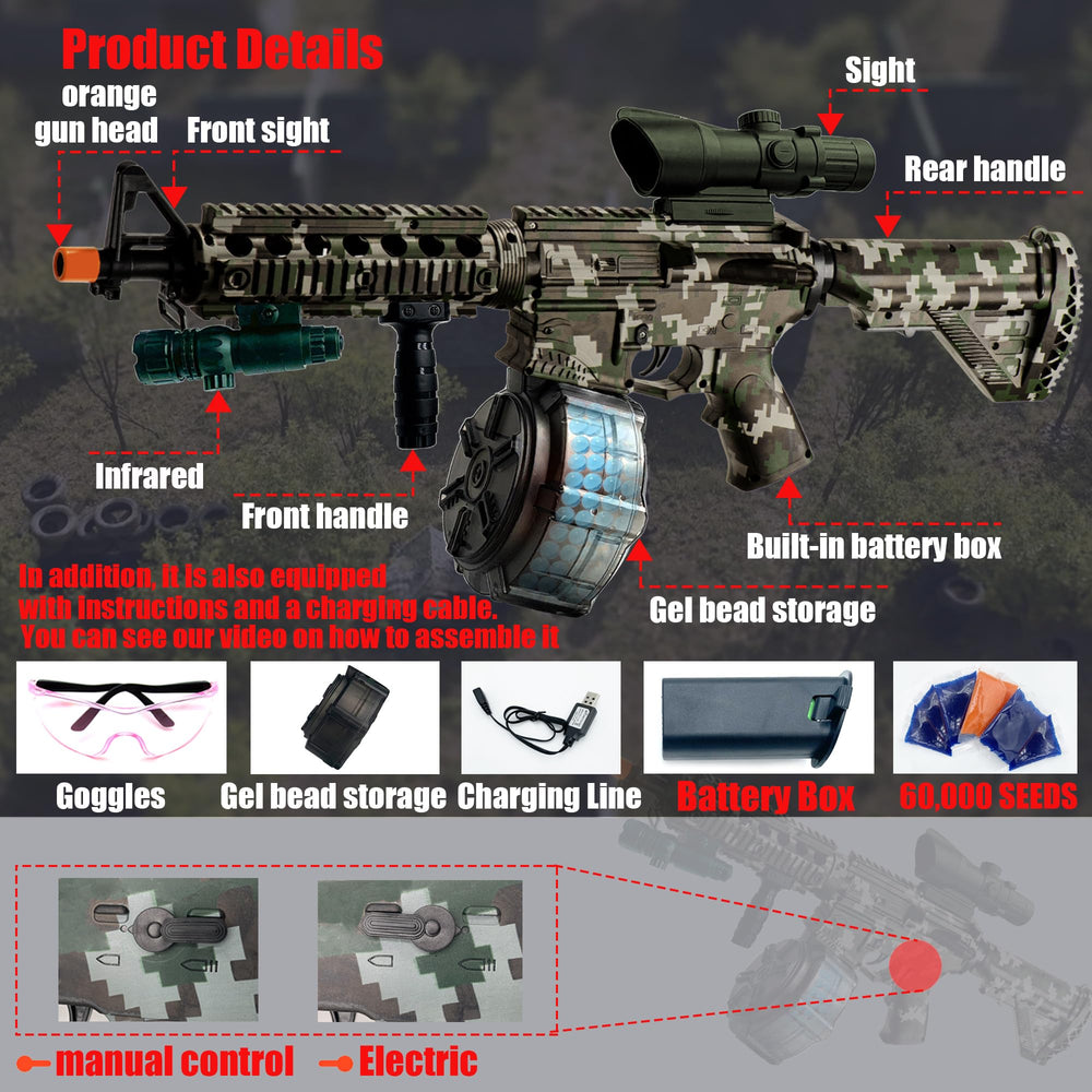 ZoffyFabrizio M416 dual-mode blaster offers manual and electric options.