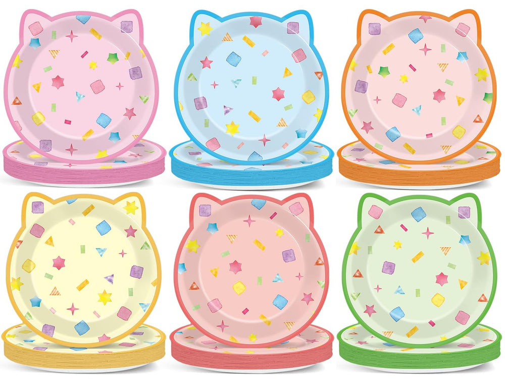 ZOIIWA cat house plates with kitten ears; perfect for a playful party, easy cleanup.