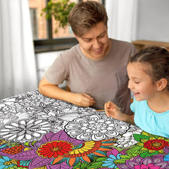 ZOIIWA giant mandala poster on the floor supports relaxed, creative coloring sessions.
