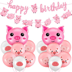 Zomiboo pig birthday banner adds a playful party backdrop for celebrations.