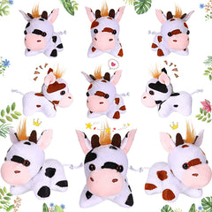 Zomiboo stuffed cows 12-pack in vibrant colors, perfect as party favors.