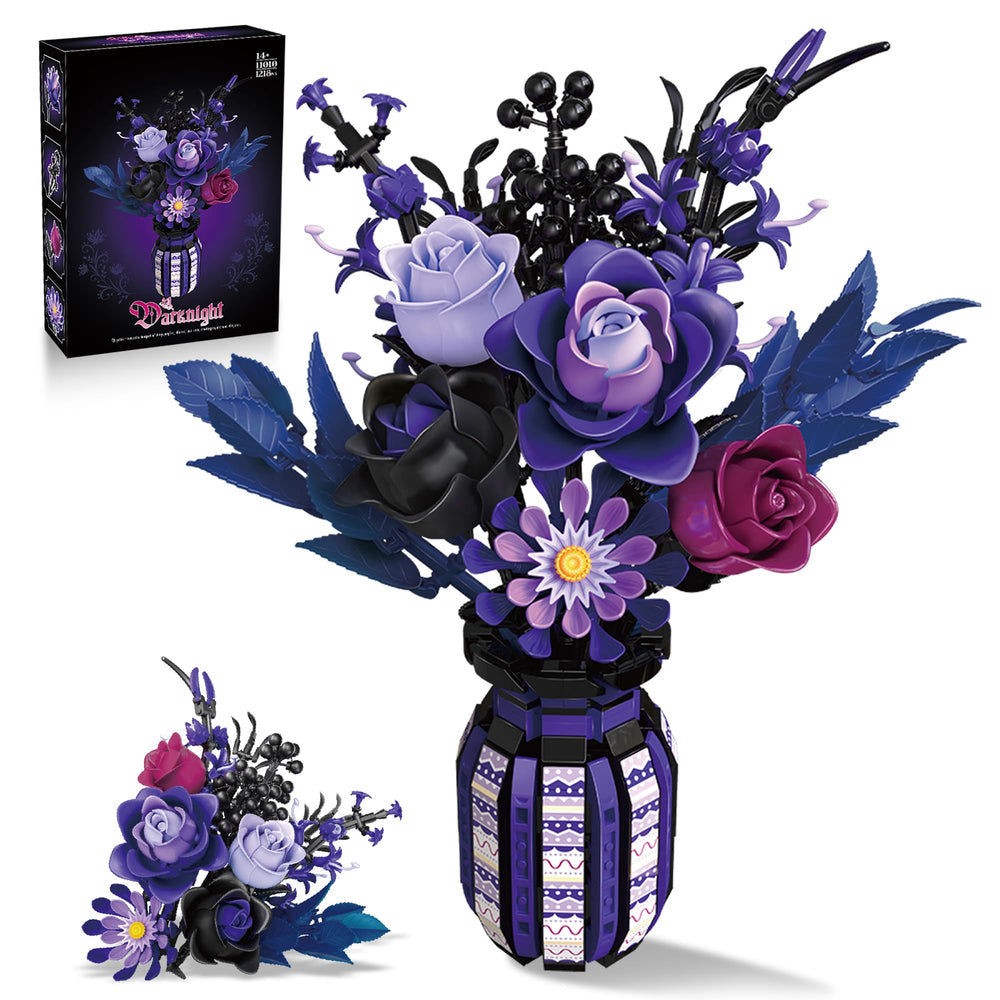ZONECYTD purple gothic bouquet with display vase for chic home décor