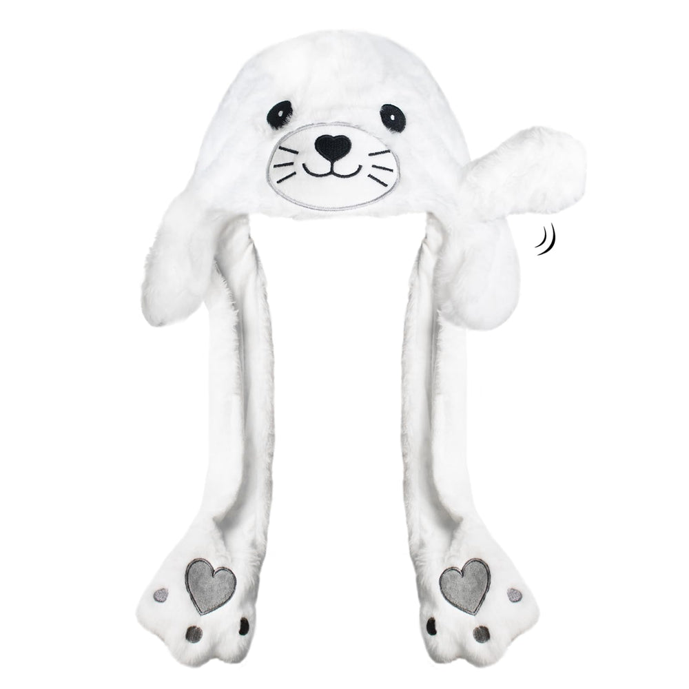 ZONESTA plush hat with paws-action highlighting interactive play for kids.