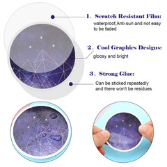 Zonon Space Galaxy stickers on cars or skateboards for vibrant, removable accents.