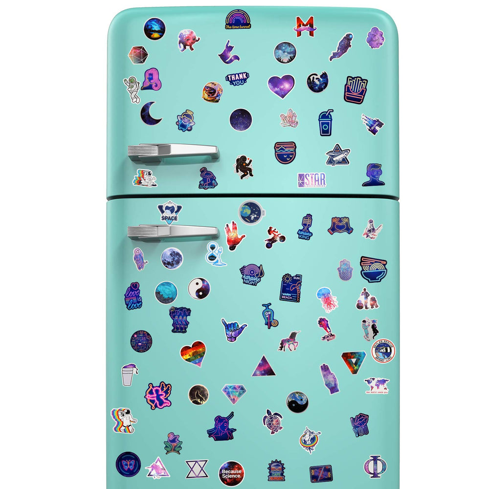 Zonon Space Galaxy stickers on cups for colorful, removable decoration.