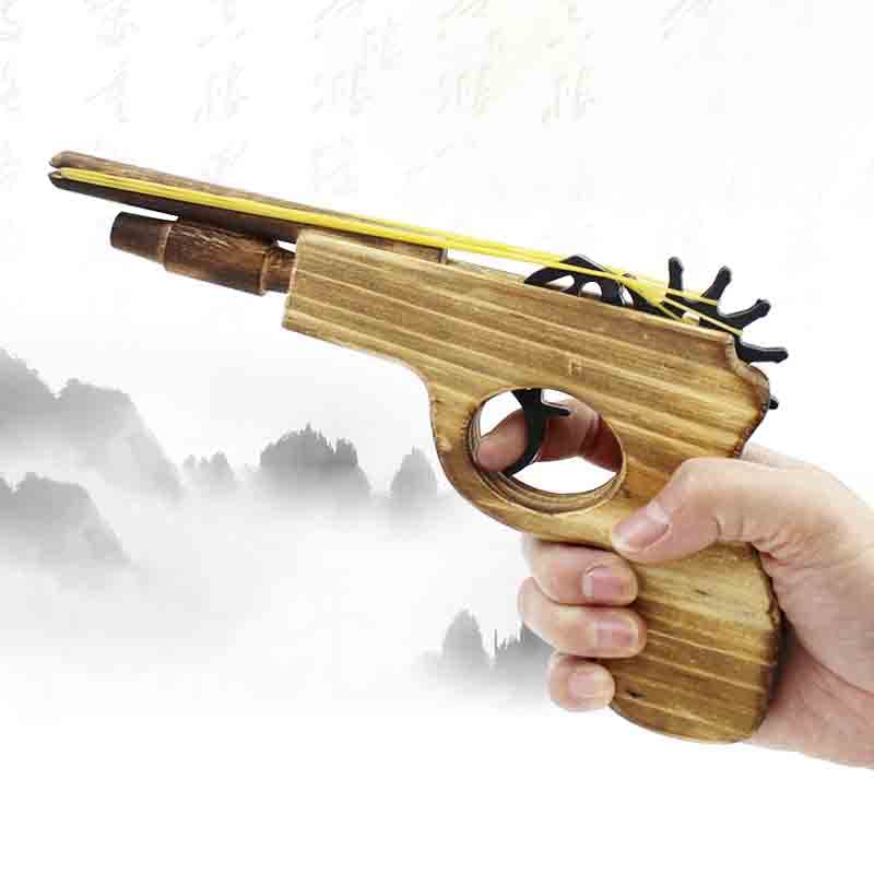 zonzxcv wooden rubber-band gun log color, polished edges for safe hands