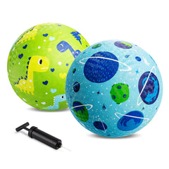 ZOOJOY pack of 2 cartoon playground balls with bold colors and gripping texture for kids' play.