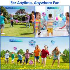 Zookao Boomerang Hover Ball held in hand for portable practice.