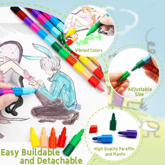 Zooyinfy stackable crayon construction shows detachable segments for customization