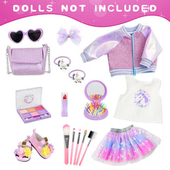 ZQDOLL 18-inch doll makeup brush set for pretend beauty routines.