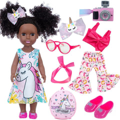 ZQDOLL black doll 14.5-inch ready for imaginative play and storytelling.